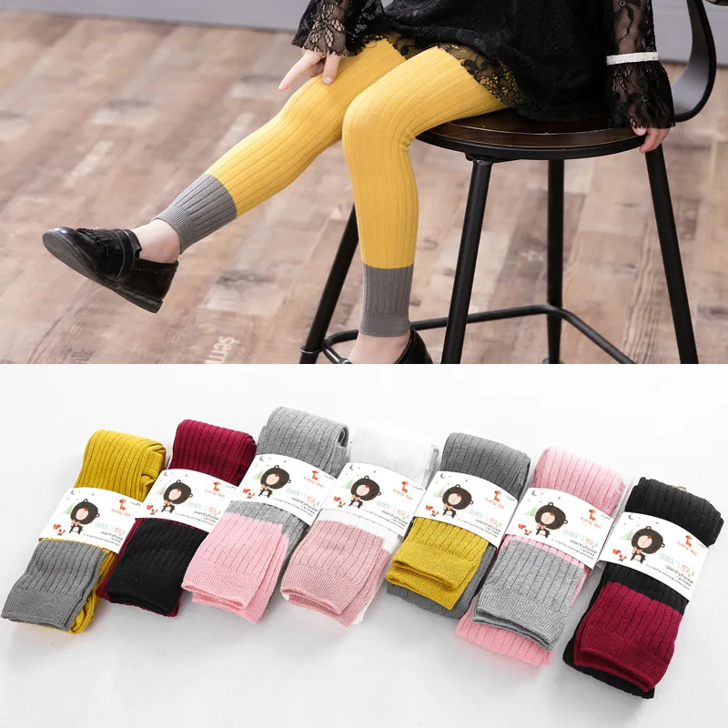 7 Colors S M L organic cotton knitted kids summer girls school pantyhose leggings children baby tights