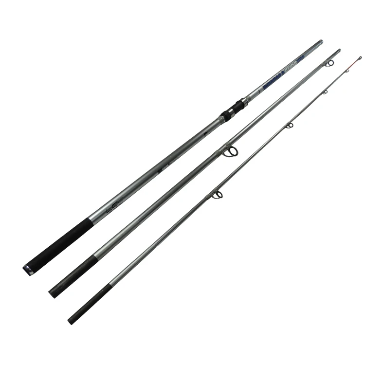 Double-winner Silver 3 Piece 15ft 4.5m Carbon Long Cast Shore Rod Beachcasting Rod Spinning Sea Fishing Surf Fishing Rod