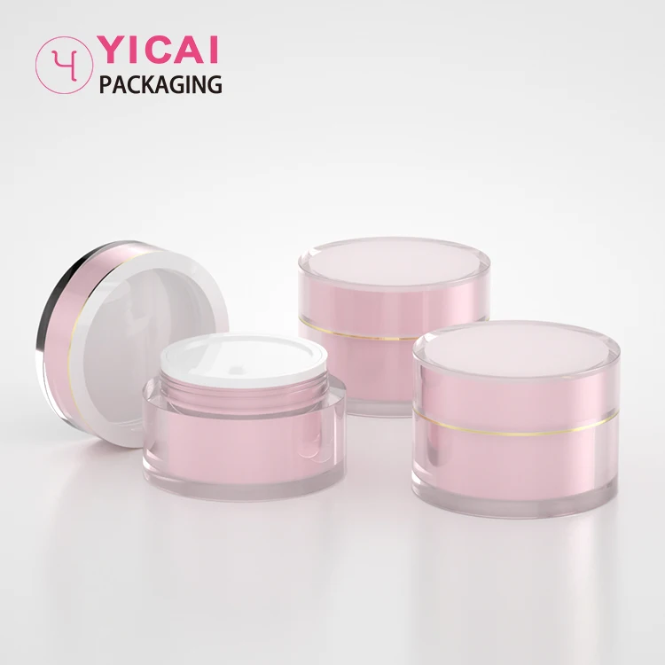 Empty Luxury Acrylic Skincare Plastic Double Wall Cosmetic Face Cream Plastic Jars With Lids Packaging 5g 10g 20g 30g 50g