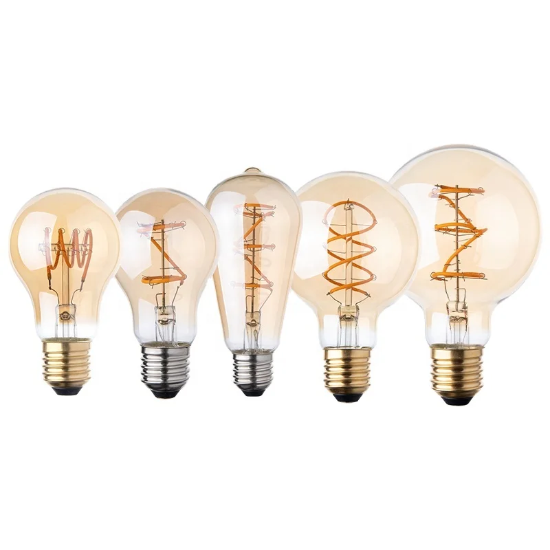 NEW PRODUCT Antique Vintage Amber Glass 1W 2W 4W E26 E27 C35 G45 A60 G80 G95 G125 ST64 Dimmable led filament bulb for Decoration