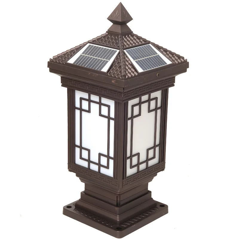 New chinese style stigma solar lights waterproof door post outdoor wall light villa gate garden pillar post door pier wall lamp
