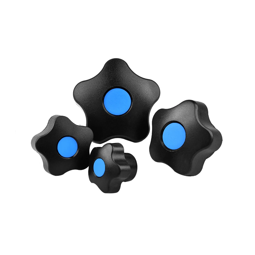 Through hole Handle Knob Five Star Black Plastic Knob