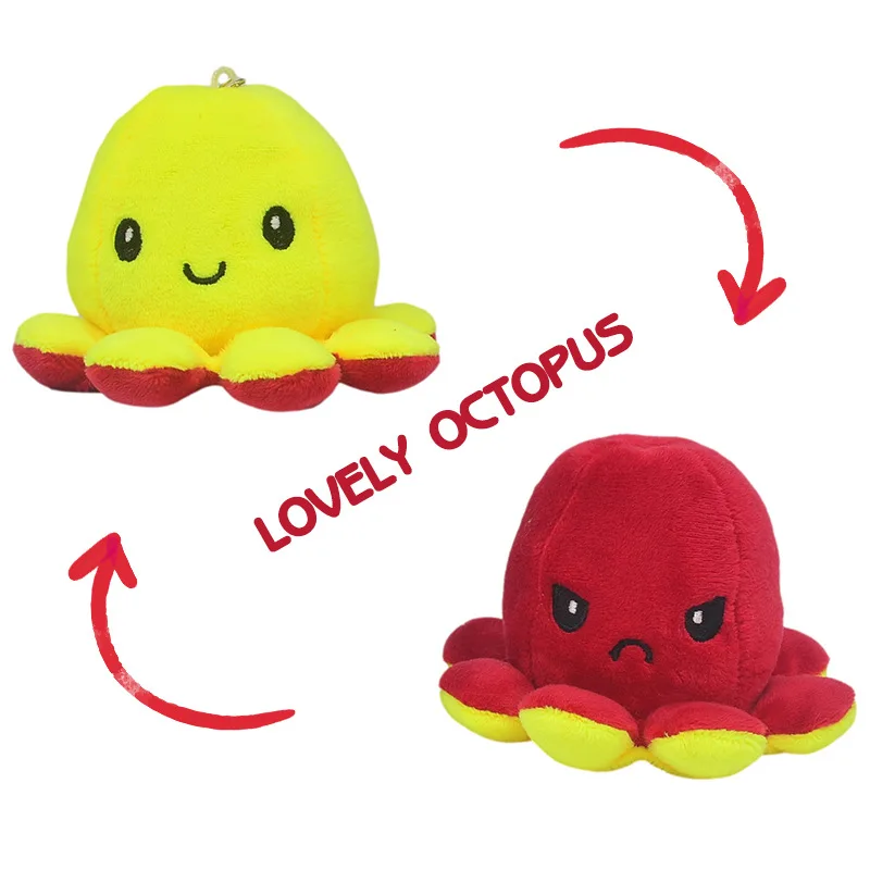 
Hot Selling Octopus Reversible Keychain Pendant Octopus Plush Toy With Many Expressions Soft Home Reversible Octopus Plush Toy 