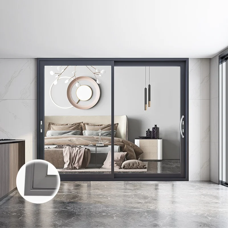 High Quality residence Aluminum alloy Sliding glass door double soft closing 8 wheel sliding door for balcony&kitchen&bathroom