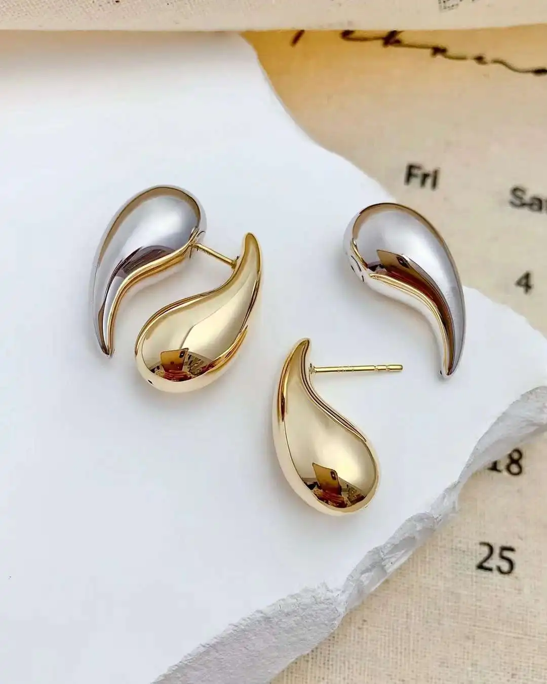 Lerca  Luxury Fashion Waterdrop Solid Pure Real 18K Gold Earrings Jewelry Women Ladies Female Bridal Engagement Wedding Earring