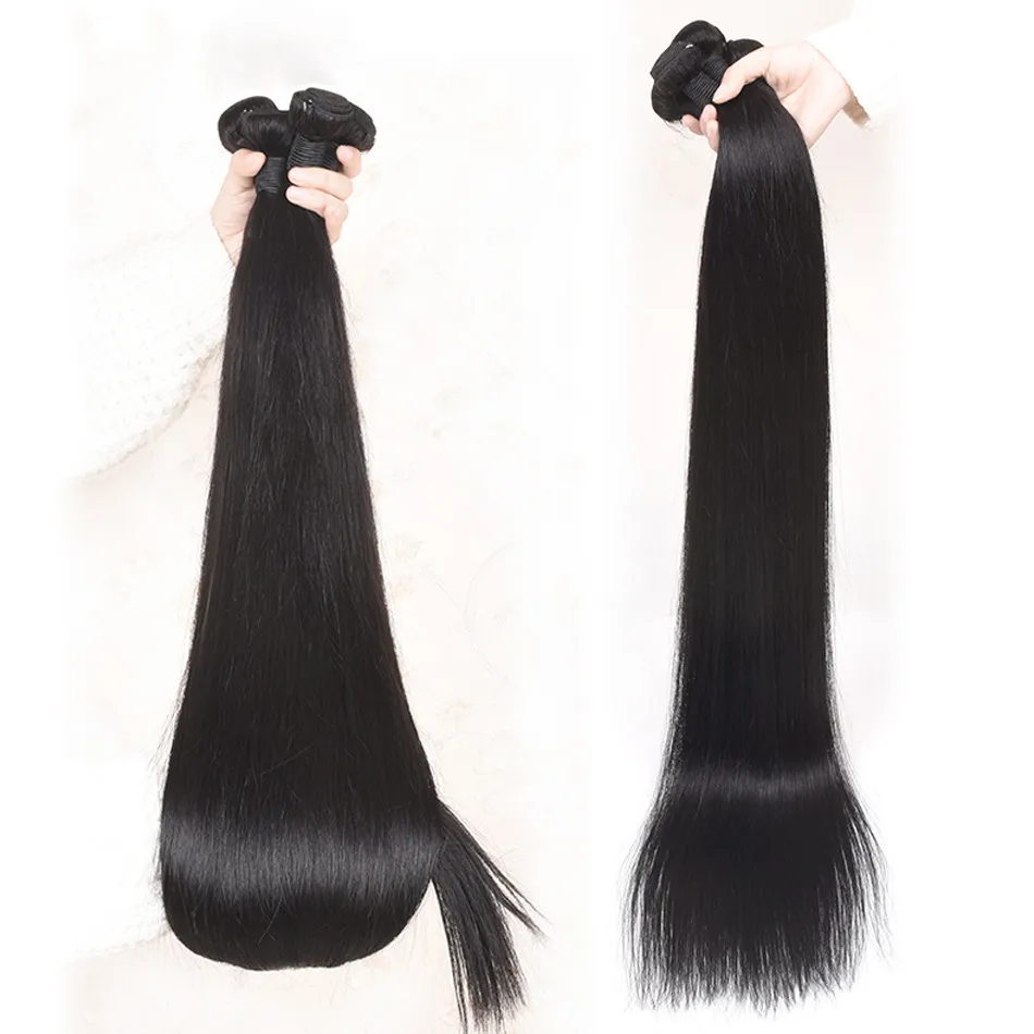 Natural 1B Color Silky Long Straight Brazilian Virgin Cuticle Aligned Human Hair Weave Bundle Remy Human Hair Extensions