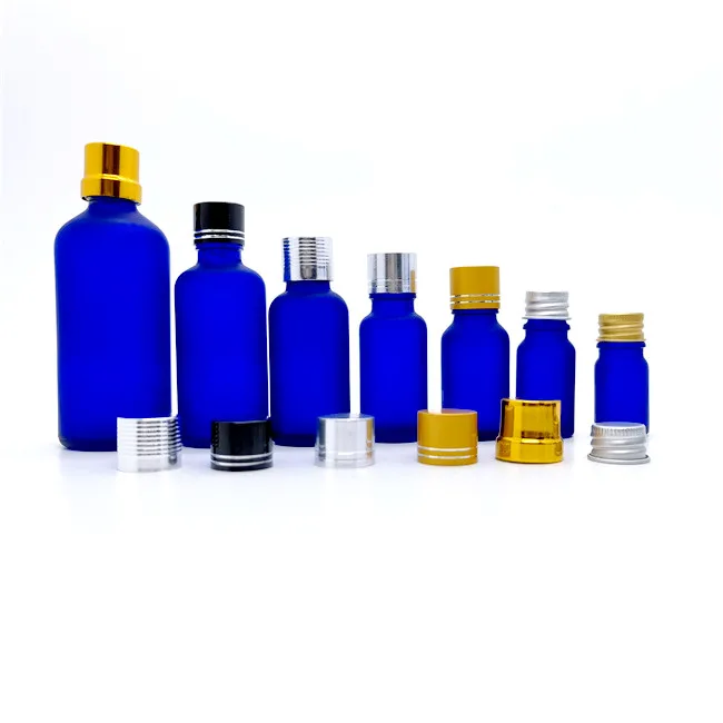 Essential Oils 1/2oz 1oz 2oz 4oz 8oz 16oz 1l 15ml 30ml 60ml 120ml 250ml 500ml Cobalt Blue Boston Round Glass Bottle