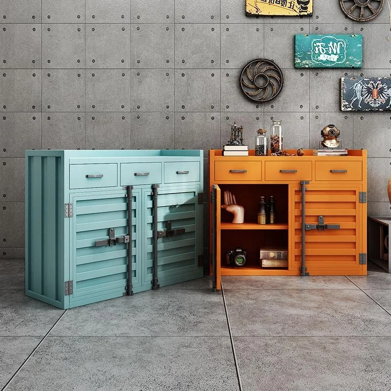 Factory Direct  Customized Industrial Container Cabinet Locker Vintage Storage Side Table Bar Iron Furniture Storage Cabinet