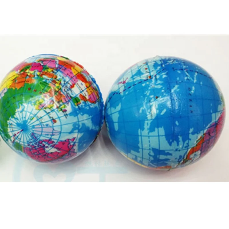 PU foam stress bal Earth printed world map squeeze ball