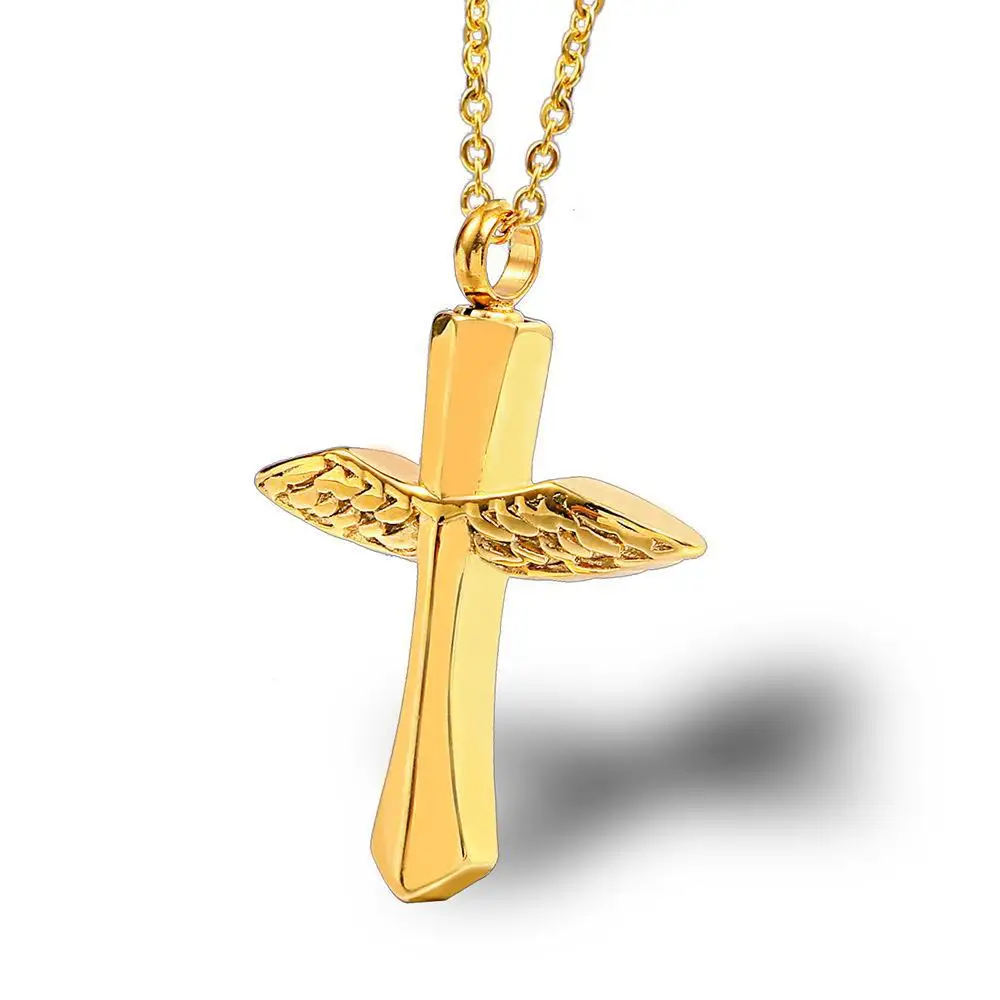  Commemorative Urn Pet Cremation Ashes Perfume Bottle Jewelry Series Cross Stitching Wings Necklace 1