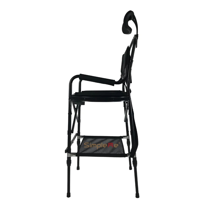 Simpleme Lightweight Aluminum Portable Folding Tall Director Adjustable Makeup Artist Chair With Headrest