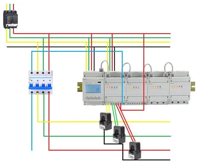 ADF400 Din Rail Plastic Enclosure 80A Direct Connection 3x1(6)A AC via CTs Prepaid Electricity Meter Multi-circuits For Energy