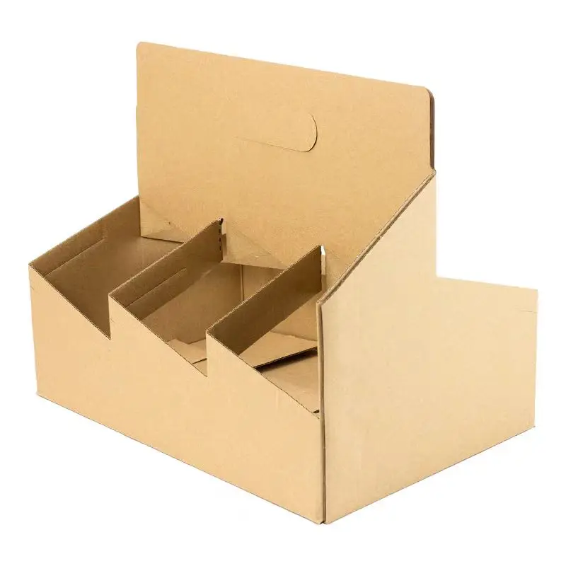 Portable Corrugated Brown Kraft Paper Coffee Cup Holder Tray 6 Cup Takeaway Drink Paper Carrier Tray Stamped Whisky Tequila