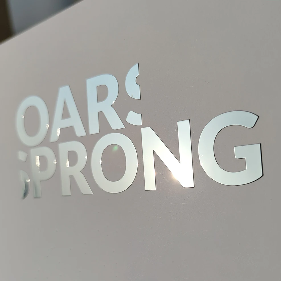 Custom electroplated thin small metal letters nickel sticker for your own logo gold foil clear vinyl logo label stickers