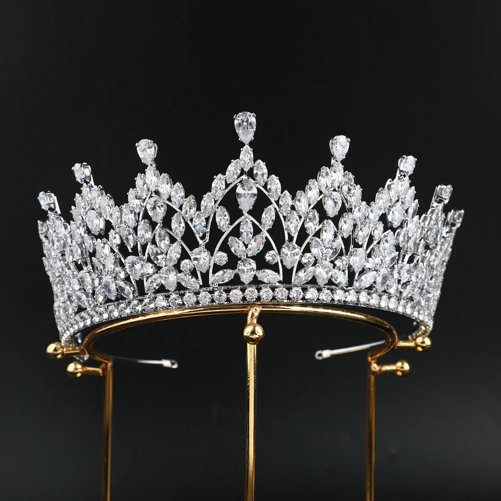 Wedding Bridal Hair Accessories Copper Cubic Zirconia Crwns Queen Princess Prom Tiara Women Zircon Crowns