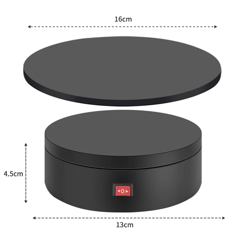 Rechargeable 2 Lids 16cm/6.3inch Load Bearing Max 10kg Electric Turntable For Product Display