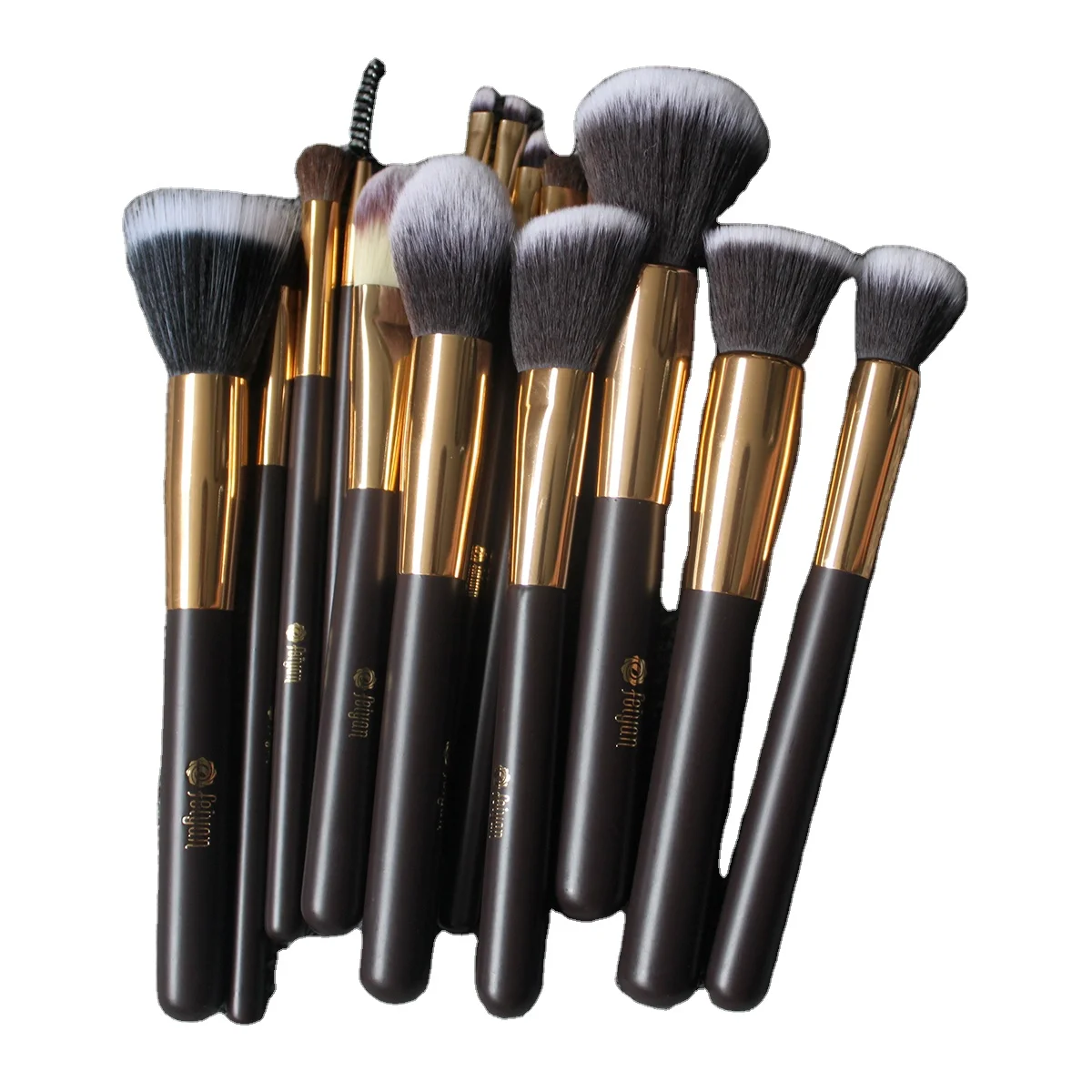 HMU Free Sample Low MOQ To Print Logo Makeup Brush Set 15pcs Soft Wood Pony And Synthetic Hair Buy Make Up Brushes