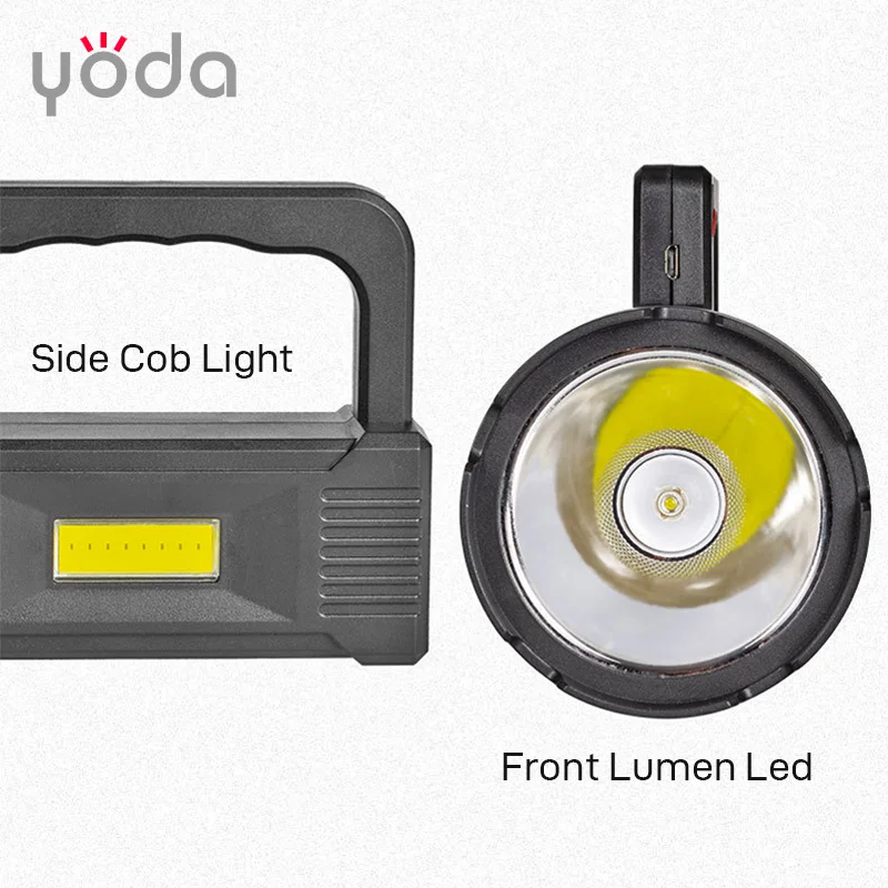 ABS PS 50 meters range USB rechargeable cheap plastic cob led searchlight