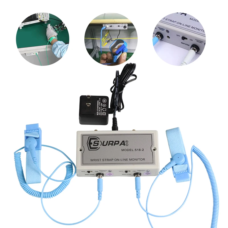 Esd wrist strap monitor surpa 518-2 antistatic wristband online esd wrist strap monitor
