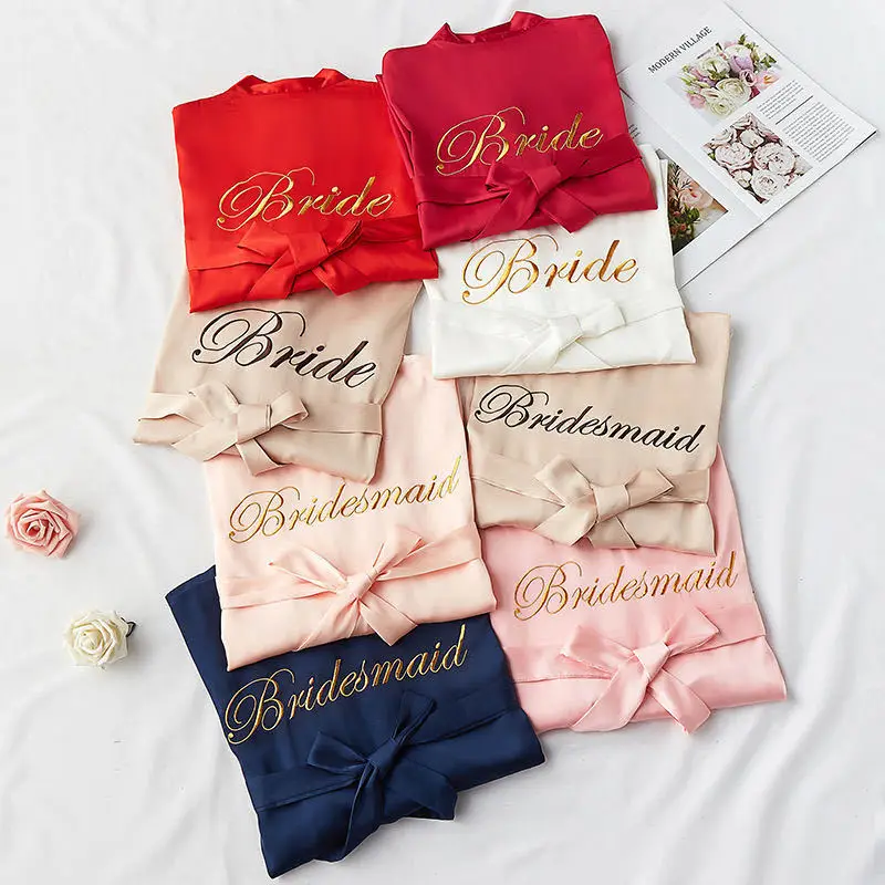
Ropa Sexi Interior De Mujer Lenceria Silk Personalized Embroidery Satin Robe Wedding Bride And Bridesmaid Robes Pajamas Pyjama 
