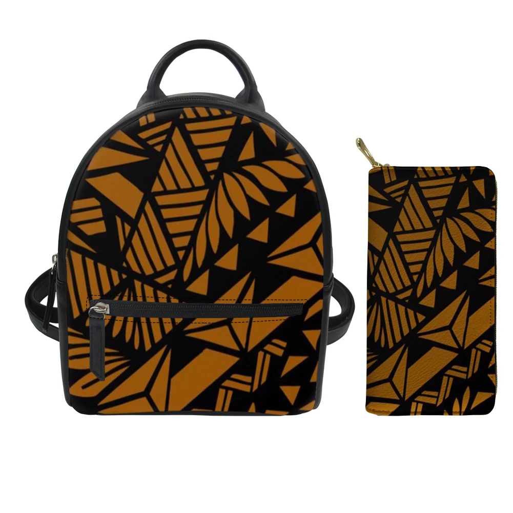 
Marloon Personalized Polyenesian Tribal Printed Bag Mini Backpack Simple Design Traditional Tribal Tattoos Pattern Purses 2 PCS 
