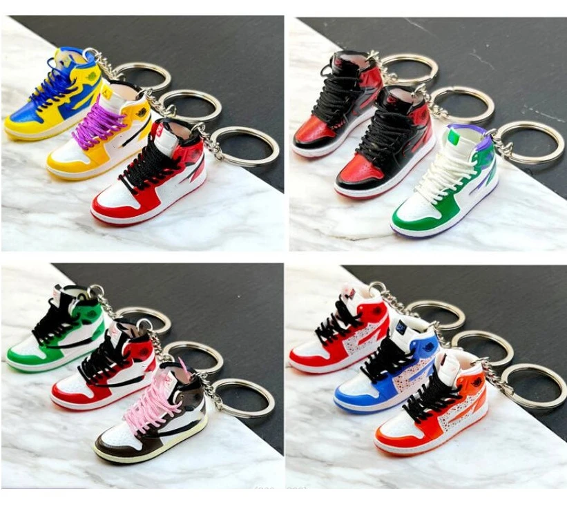 143 Styles Wholesale PVC Basketball AJ Key Ring Set Mini Sneaker 3d J 0rdan Shoe Keychains With Box