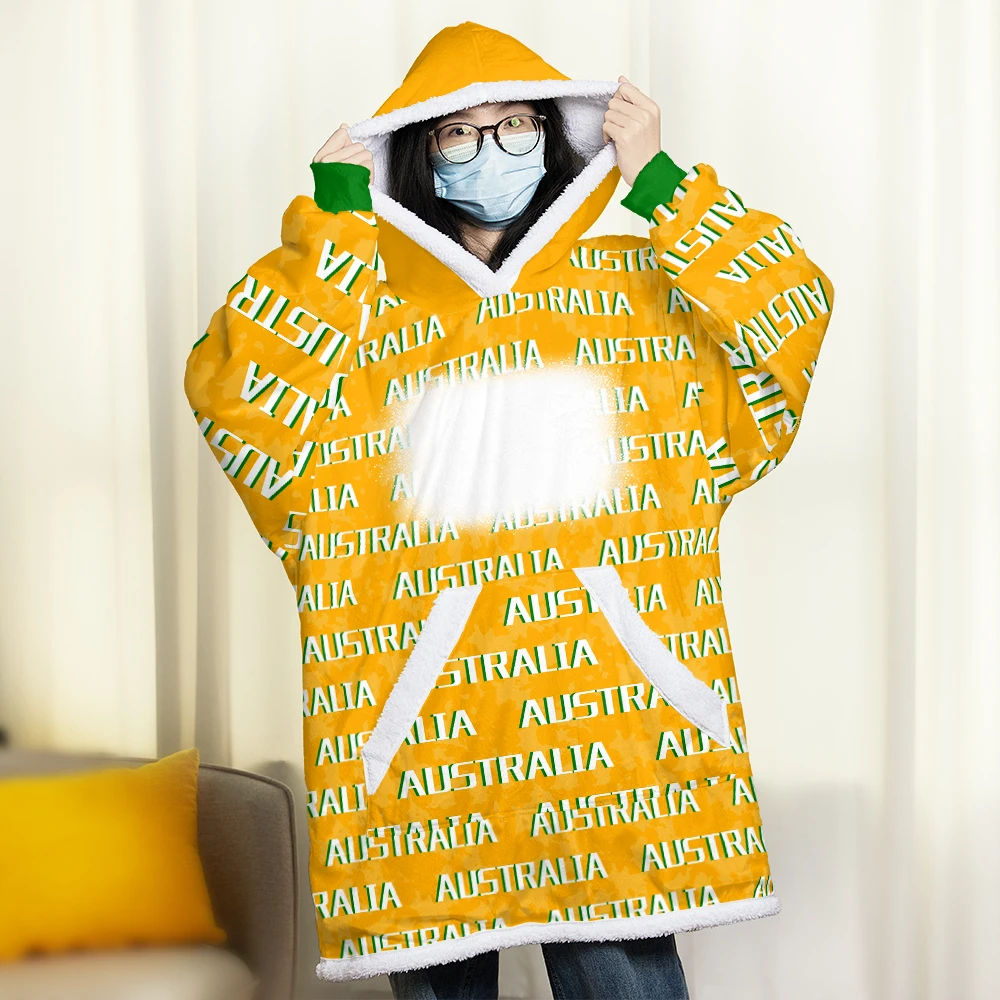 New Wholesale Wearable Fleece Hoodie Blanket Double Layer Cozy Blanket