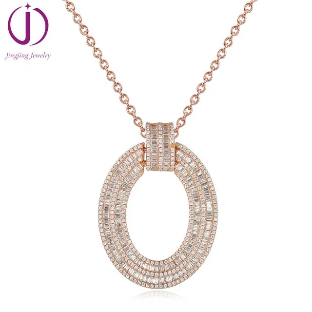 Wholesale custom high quality Ladies jewelry S925 Sterling Silver White moissanite 0.5ct D VVS diamond Circle Pendant Necklace