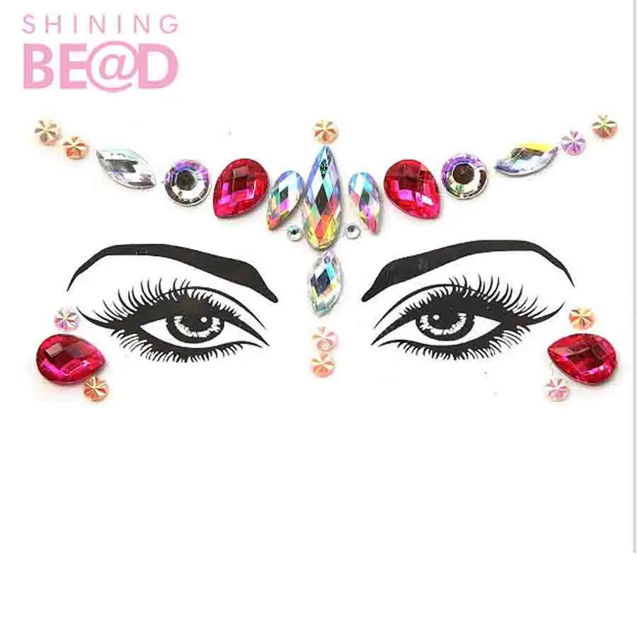 Eco-friendly Face Crystal Sticker Jewelry Rhinestone Body Gems Temporary Tattoo Sticker Carnival Makeup