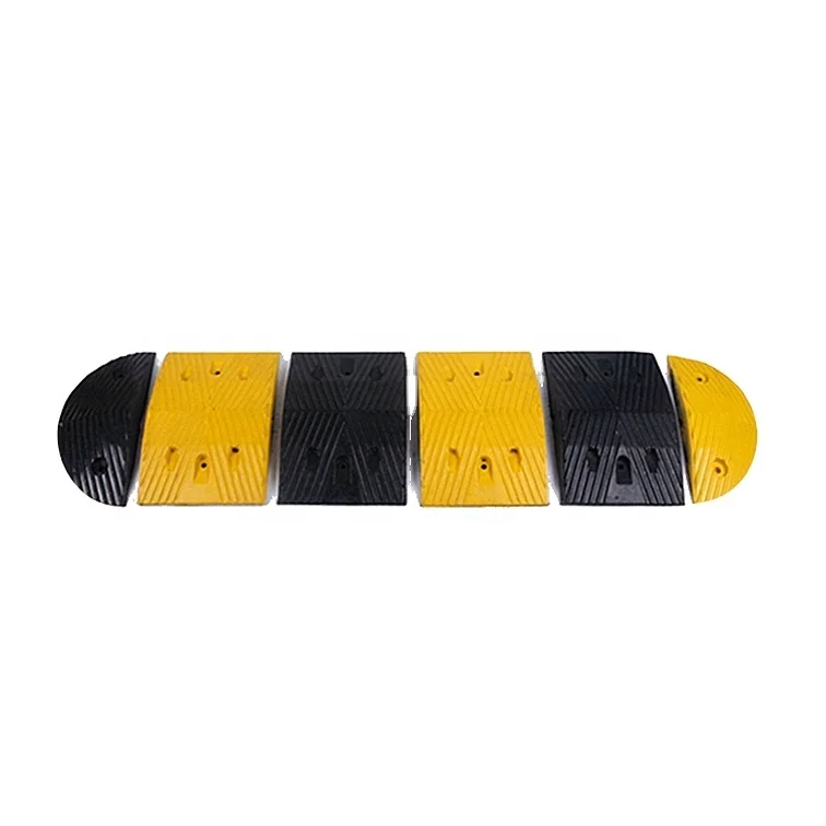 260*360*60mm Yellow And Black Hump Car Heavy Duty Traffic Rubber Speed Bump