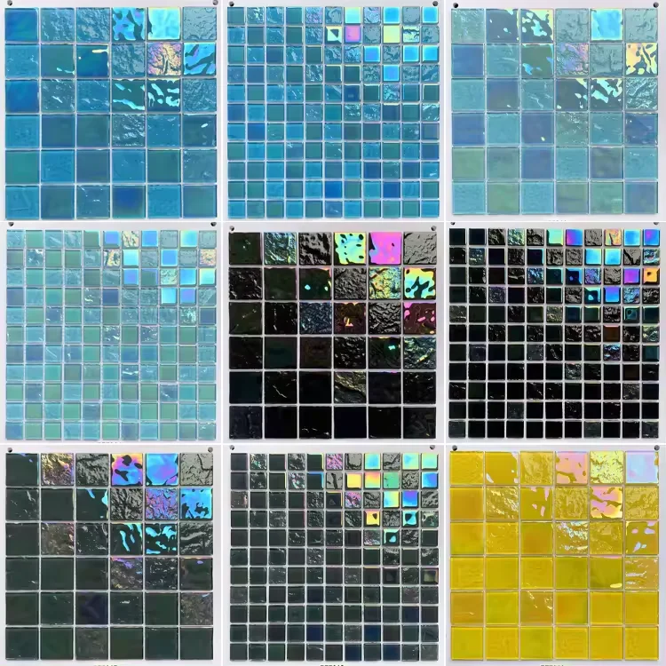 Wholesale OEM Mosaic Glazed Marble Look Slab Tile Wood Floor Tile Outdoor Swimming Pool Tiles Colors Egypt 4mm Glass Mosaic Swim