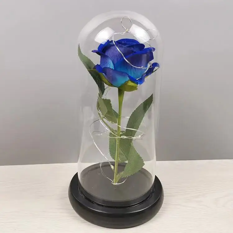 Love Roses in Glass Tube Dome Everlasting Flower Rose Stem Flower Glass Dome Rose