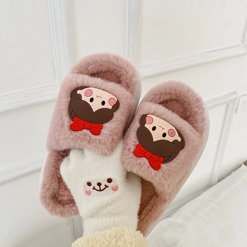 Platform Fluffy Home Slippers for Women Manufacturer Wholesale plush slide Fashion Fur Shoes flat Winter woman sandal