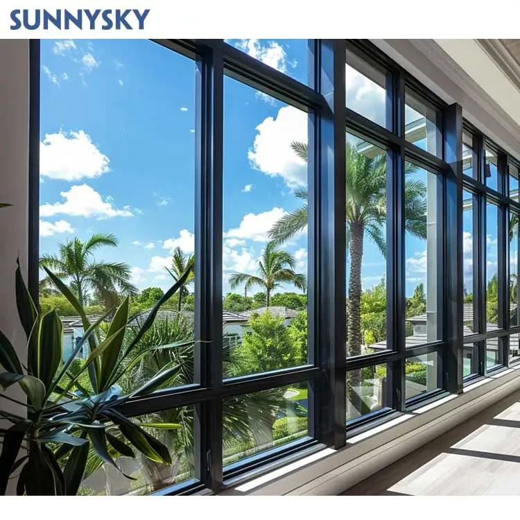 Sunnysky Aluminum Arched Fixed Window Customization Design Double Glazed Window with Glass Casement Aluminum Europe Style Window