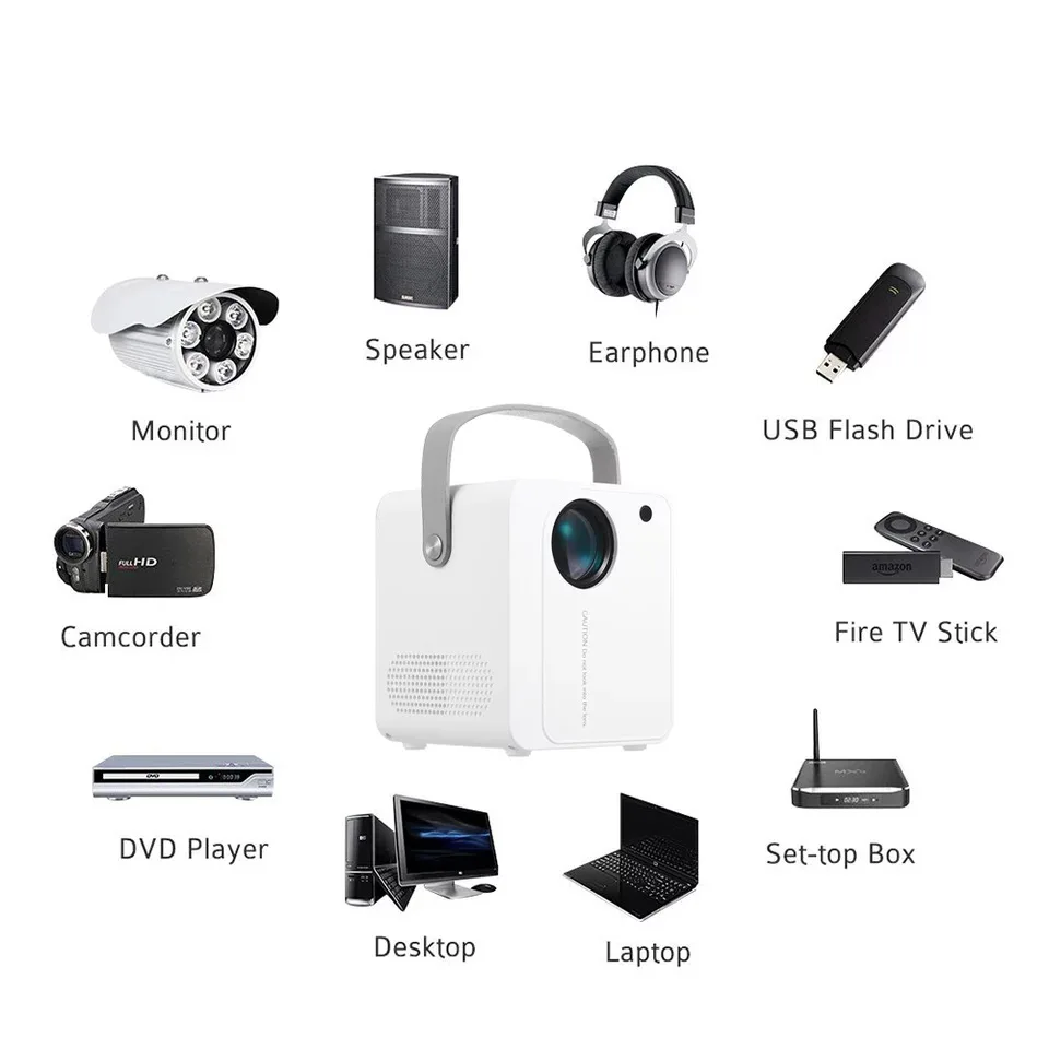 New Mobile Smart Portable Home Android 9.0 Projector HD 1080*720P Wireless WIFI 180ANSI Lumens Mini 5G Small Projector