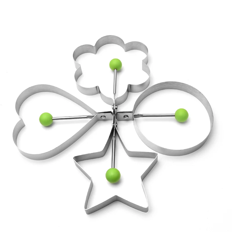 18/0 Stainless Steel Round Flower Heart Star Shape Kitchen Fried Egg Ring Mould Cooking Tools Round Flower Heart Shape