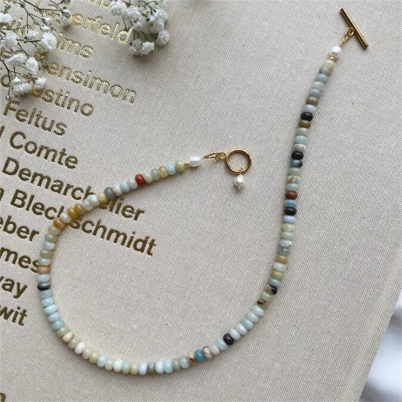 New Freshwater Pearl Pendant Necklace Natural Stone Necklace Stainless Steel Beads Necklace OT Buckle Waterproof Jewelry