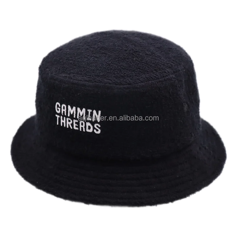 2024 Outdoor Hat Fisherman Black Bucket Hat Unisex  Fashion Cotton Terry Towel Cloth Bucket Hats