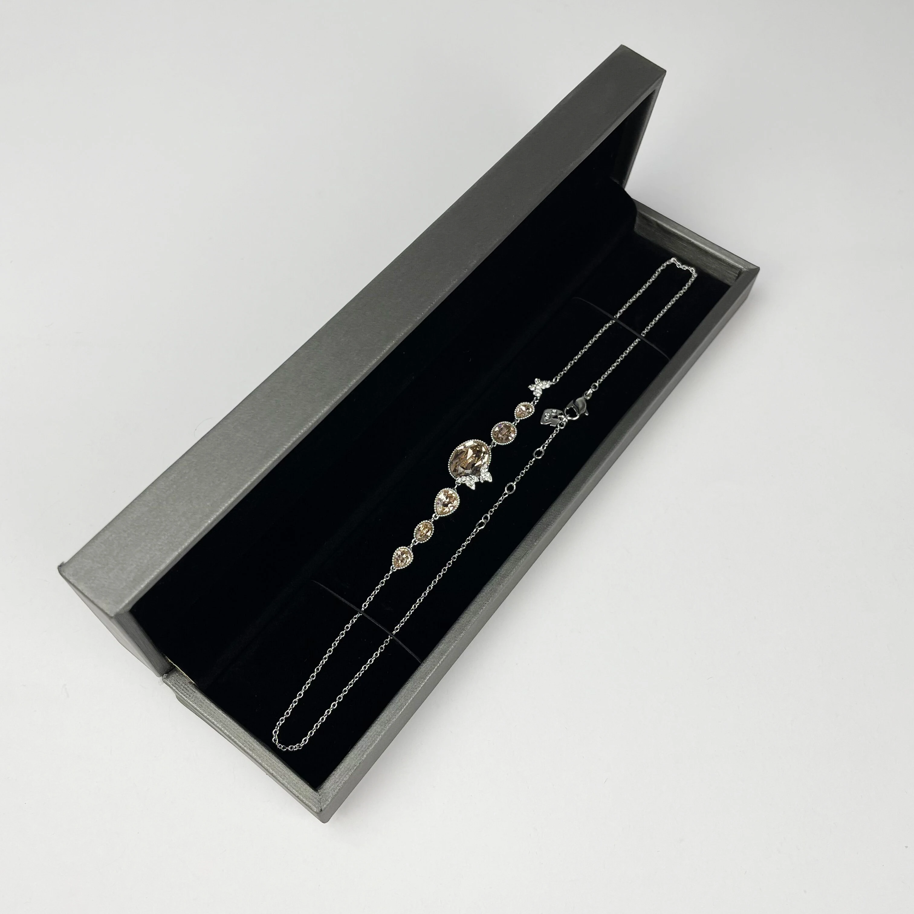 High End Custom Logo Printed Necklace Bracelet Jewelry Packaging Box Long Leather Gift Box Long Chain Jewelry Case