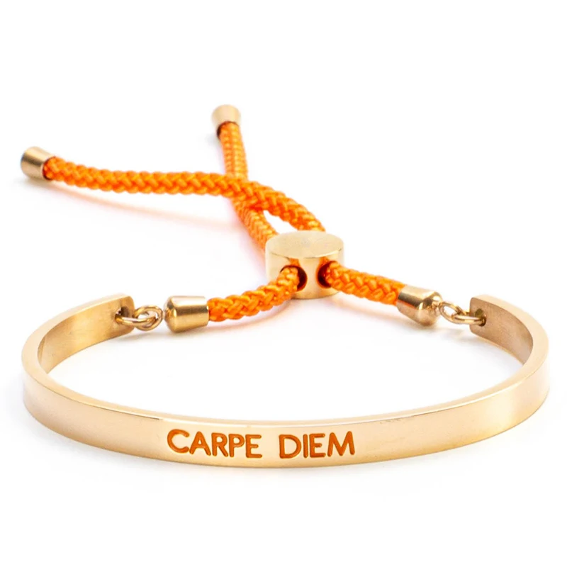Браслеты carpe diem из нержавеющей стали с регулируемым шнуром индивидуальные заказы гравировкой любых слов