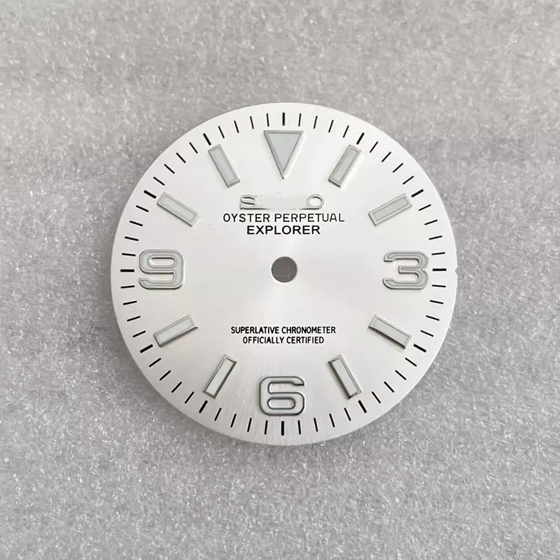 New 28.5mm, 369 sun pattern ice blue luminous watch dial, suitable for NH35/8215 movemonts