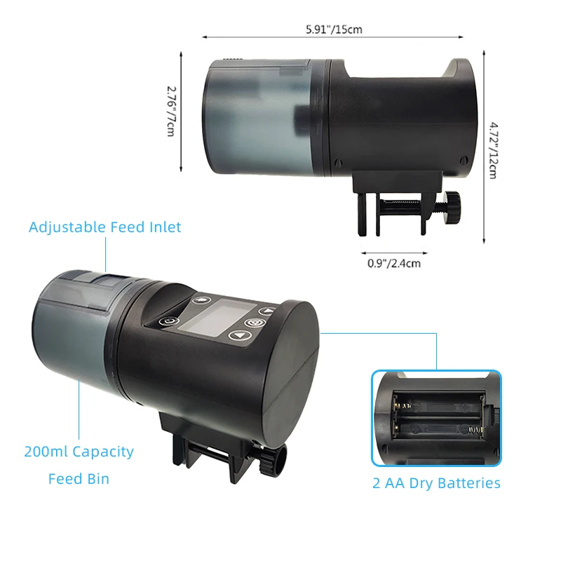 CHIYE Intelligent Timer Aquarium Smart Fish Feeder Digital Display Automatic Fish Feeder for Tank Feeding
