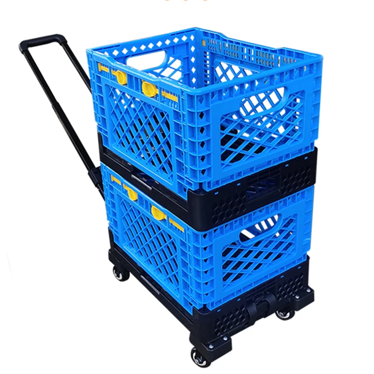 Wholesale Iron Logistics Cage Steel Hand Trucks Cart Cargo Foldable Laundry Basket Trolley Wire Mesh Cage