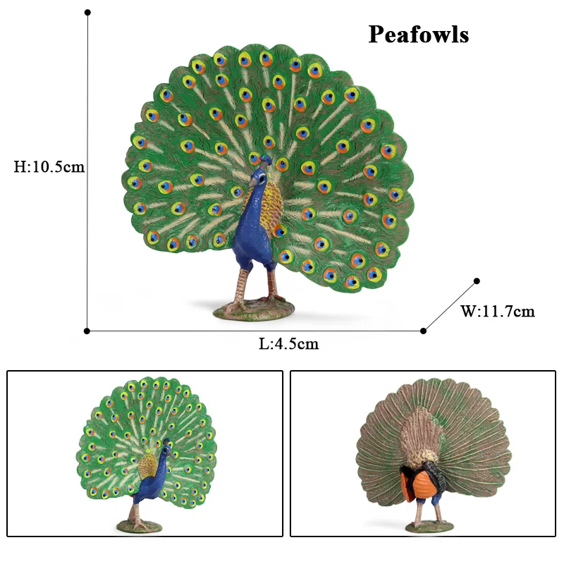 Oenux Wholesale Bird Animal Toy Peacock Model Action Figures Soild PVC Home Decoration Party Festival Gift