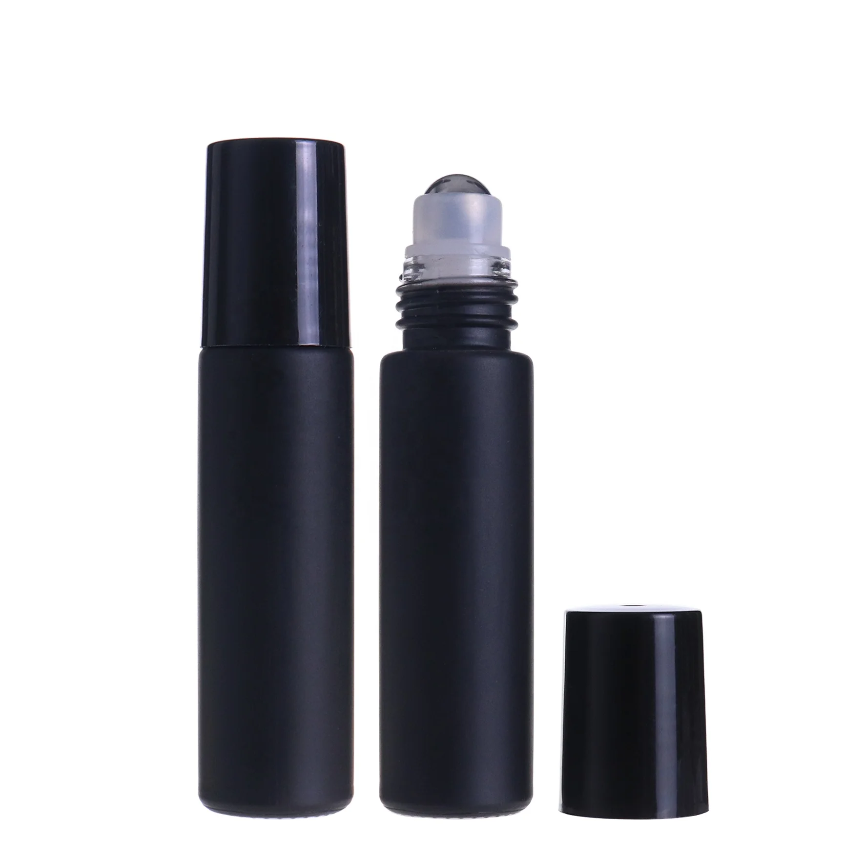 wholesale frosted black glass cosmetics packaging containers roller perfume bottle 10ml