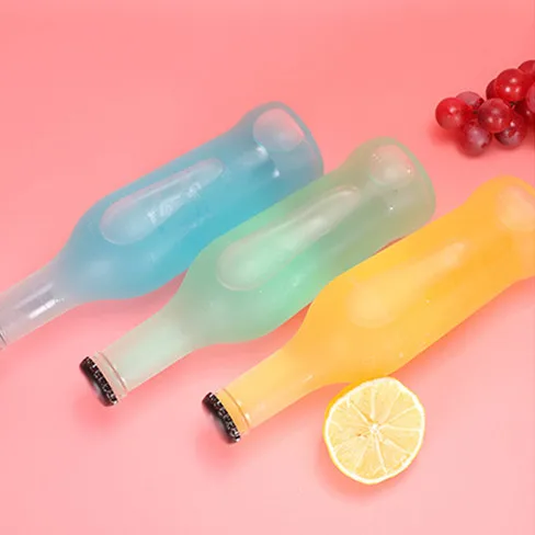 hot sale 275ml clear frosted empty cocktail beverage glass bottle with crown cap