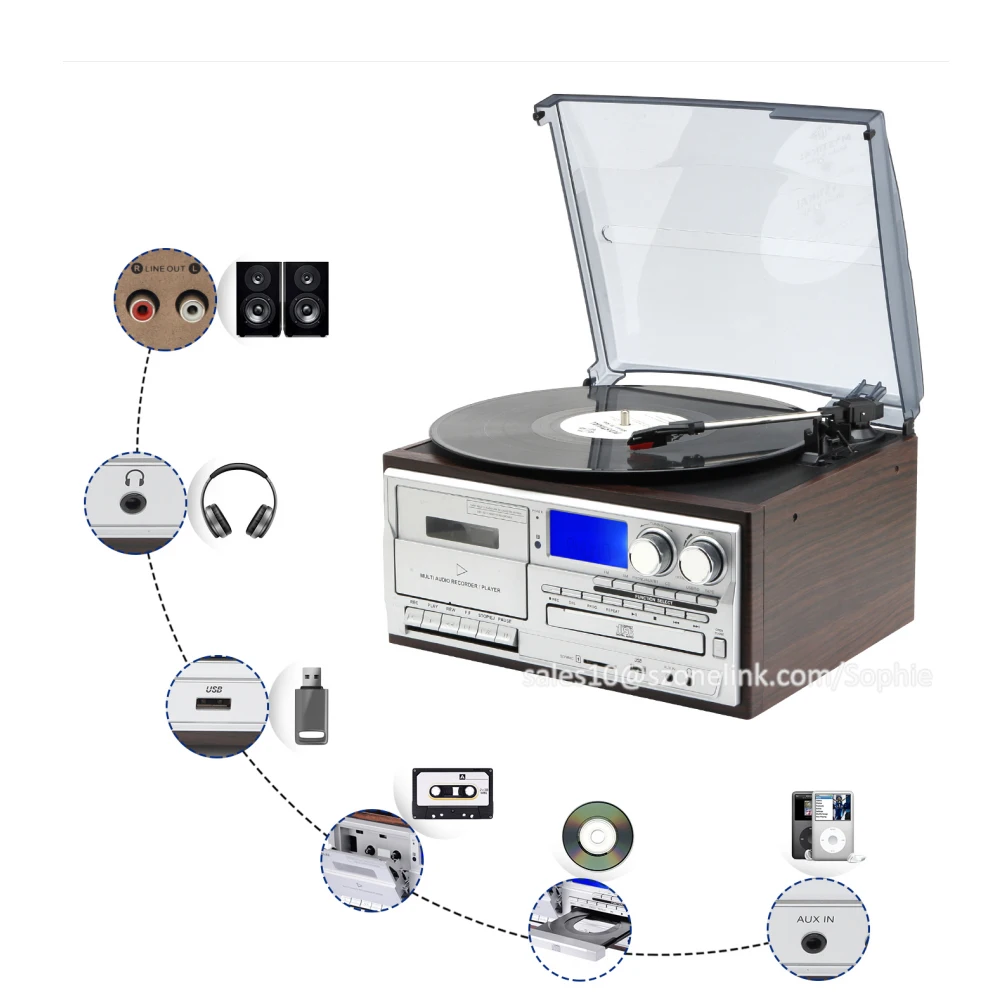 Skivspelare lecteur de vinyle vip cim card vinyl cd radio record multiple gramophone player