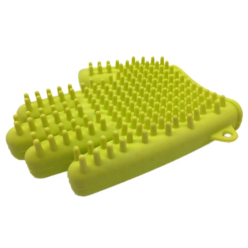 BPA free pet dog silicone pin brush, Gentle massage bath glove, dog brush glove with pins for washing