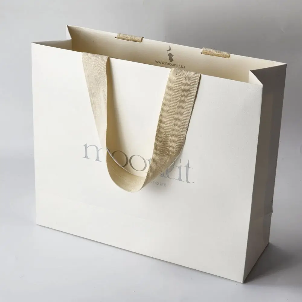 Luxury White Paper Bag Custom Jewelry Gift Shopping Paper Bags With Logo