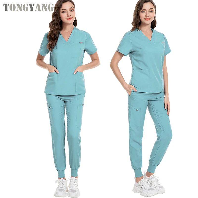 TONGYANG Scrub Suits Stretch Breathable Women Sets Jogger Nursing Scrubs Uniforms Medical Spandex Hospital scrubs uniforms sets